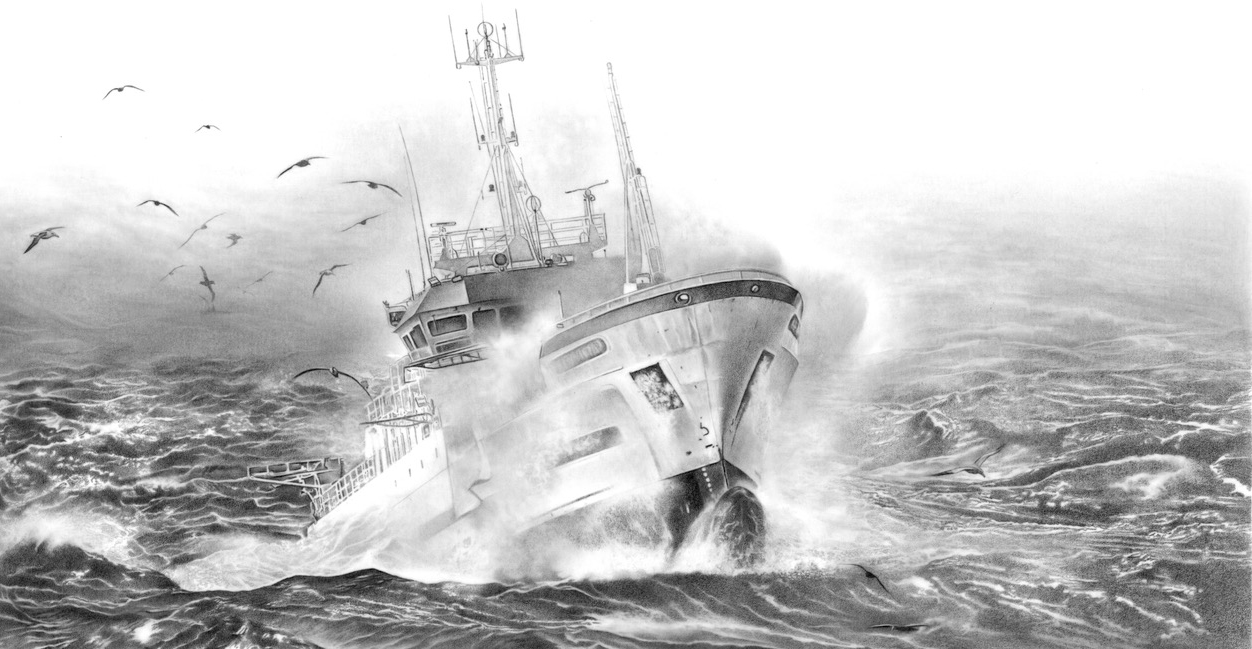 Un palangrier dans les tempétueuses mers australes. © Nadia Charles